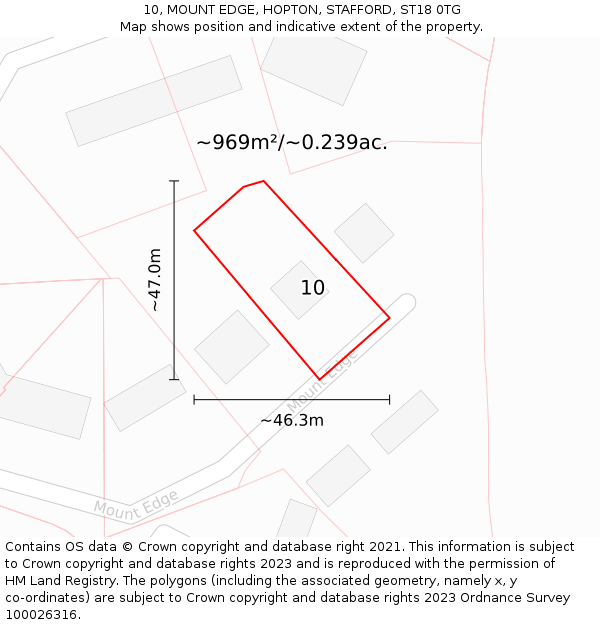 10, MOUNT EDGE, HOPTON, STAFFORD, ST18 0TG: Plot and title map