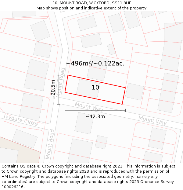 10, MOUNT ROAD, WICKFORD, SS11 8HE: Plot and title map