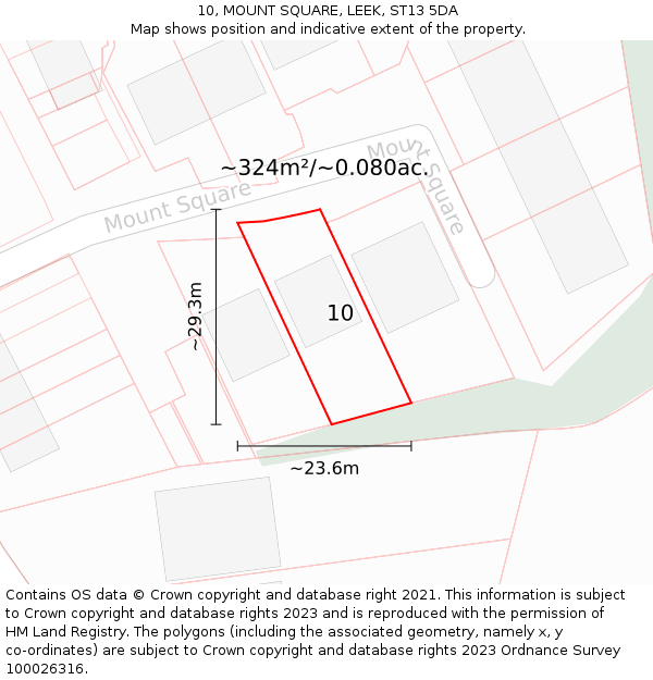 10, MOUNT SQUARE, LEEK, ST13 5DA: Plot and title map