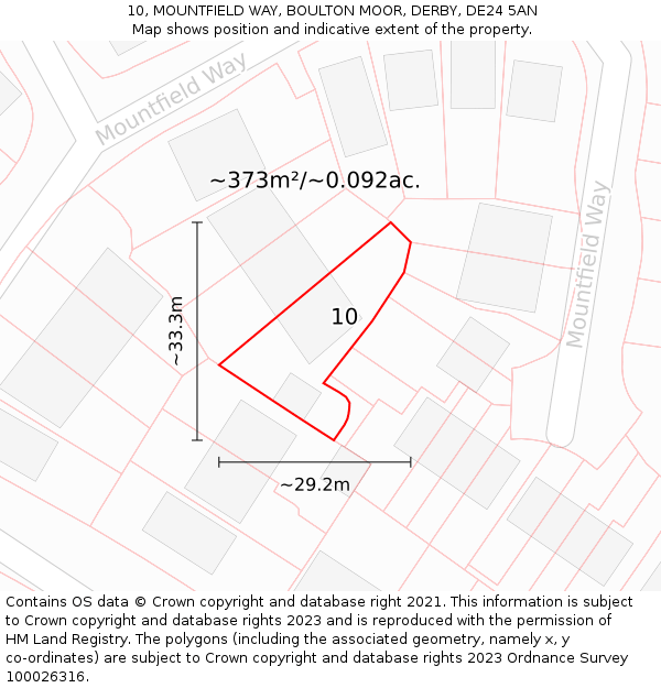 10, MOUNTFIELD WAY, BOULTON MOOR, DERBY, DE24 5AN: Plot and title map