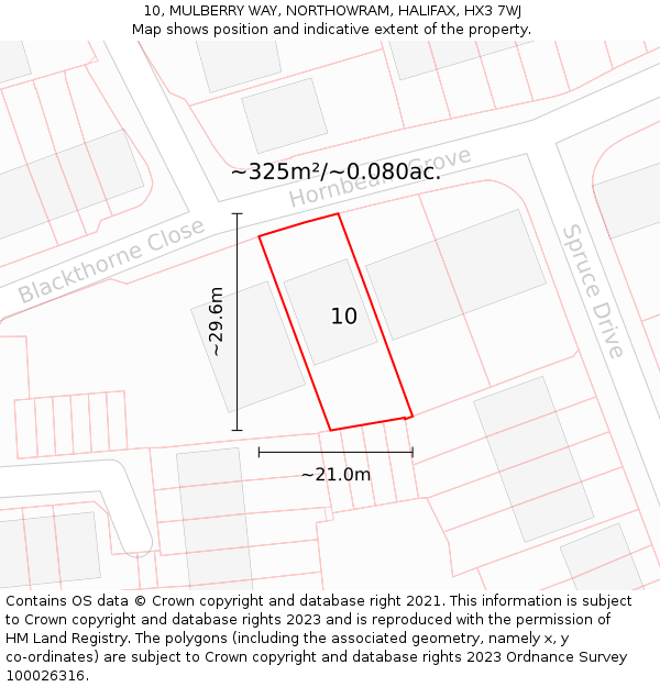10, MULBERRY WAY, NORTHOWRAM, HALIFAX, HX3 7WJ: Plot and title map
