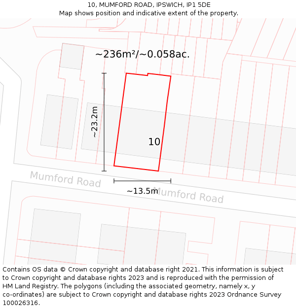 10, MUMFORD ROAD, IPSWICH, IP1 5DE: Plot and title map