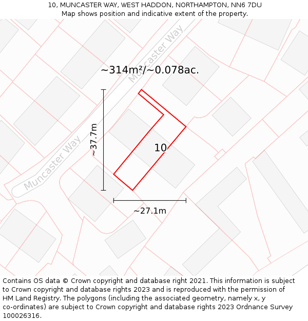 10, MUNCASTER WAY, WEST HADDON, NORTHAMPTON, NN6 7DU: Plot and title map