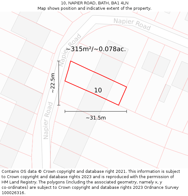 10, NAPIER ROAD, BATH, BA1 4LN: Plot and title map