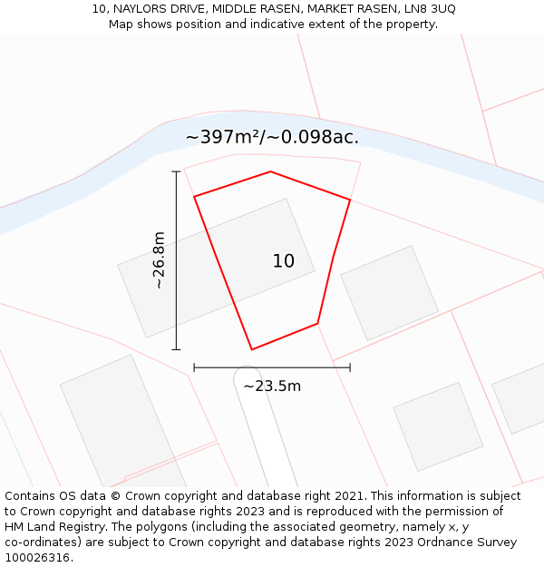 10, NAYLORS DRIVE, MIDDLE RASEN, MARKET RASEN, LN8 3UQ: Plot and title map