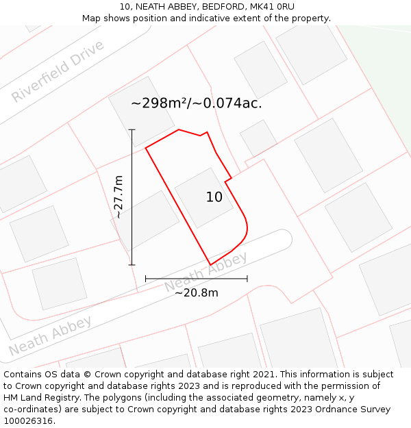10, NEATH ABBEY, BEDFORD, MK41 0RU: Plot and title map