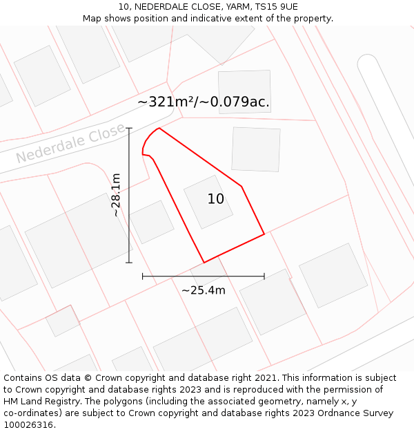 10, NEDERDALE CLOSE, YARM, TS15 9UE: Plot and title map