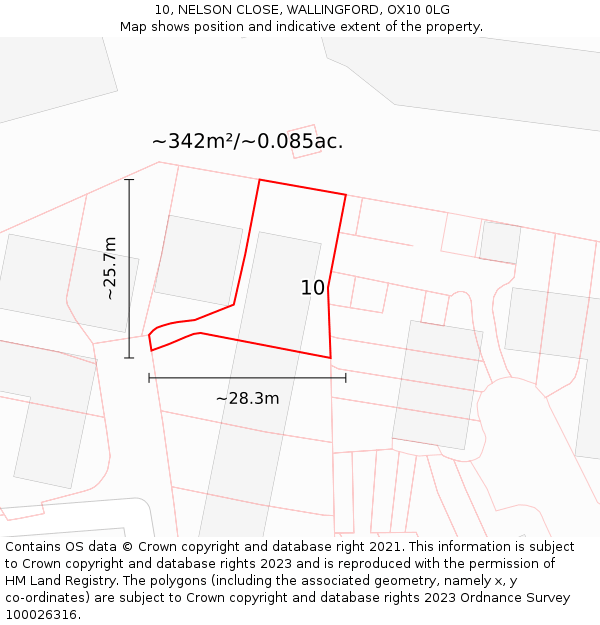 10, NELSON CLOSE, WALLINGFORD, OX10 0LG: Plot and title map
