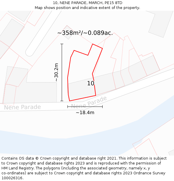 10, NENE PARADE, MARCH, PE15 8TD: Plot and title map