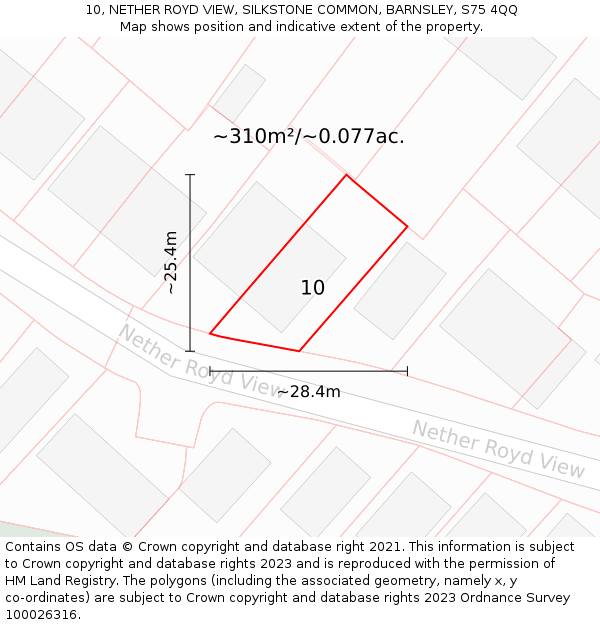 10, NETHER ROYD VIEW, SILKSTONE COMMON, BARNSLEY, S75 4QQ: Plot and title map