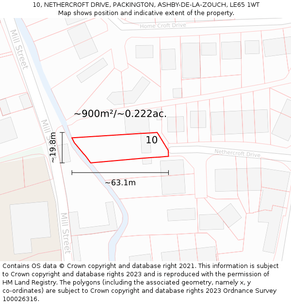 10, NETHERCROFT DRIVE, PACKINGTON, ASHBY-DE-LA-ZOUCH, LE65 1WT: Plot and title map