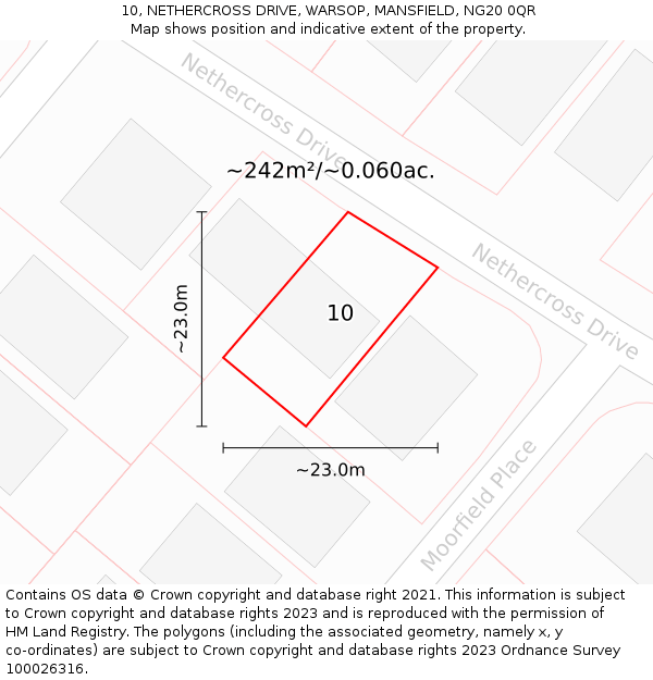 10, NETHERCROSS DRIVE, WARSOP, MANSFIELD, NG20 0QR: Plot and title map