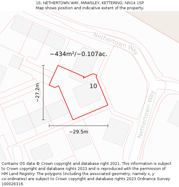 10, NETHERTOWN WAY, MAWSLEY, KETTERING, NN14 1SP: Plot and title map