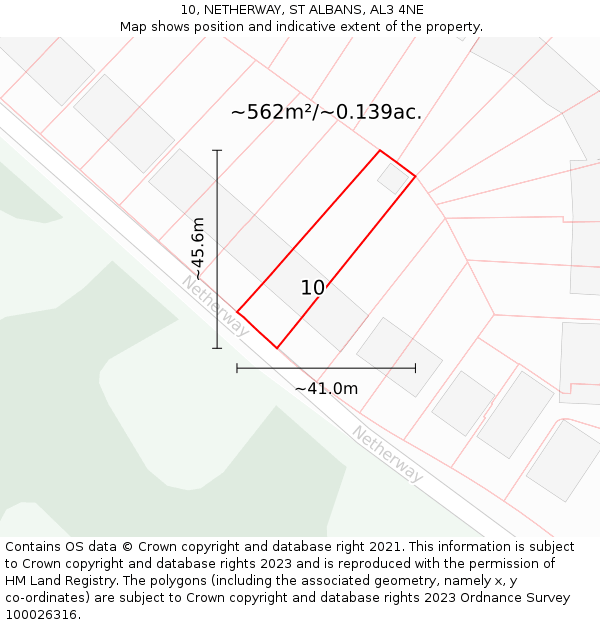 10, NETHERWAY, ST ALBANS, AL3 4NE: Plot and title map