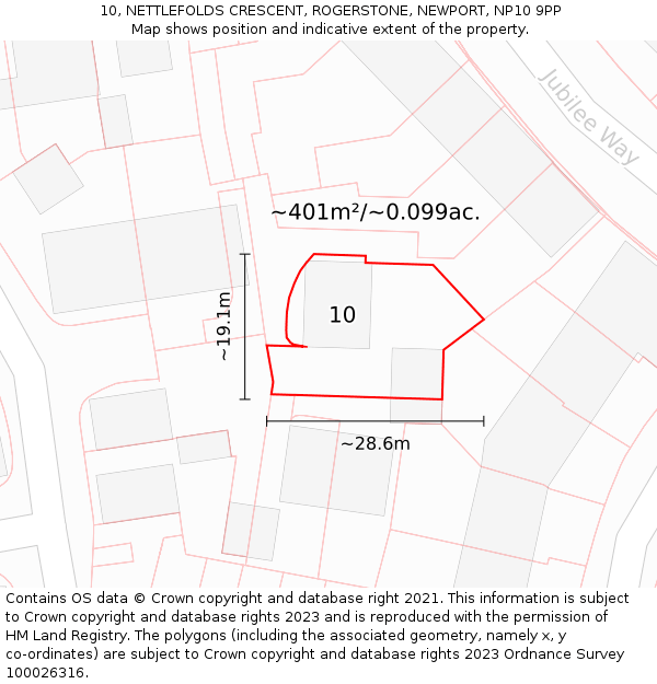 10, NETTLEFOLDS CRESCENT, ROGERSTONE, NEWPORT, NP10 9PP: Plot and title map