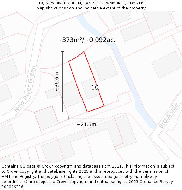 10, NEW RIVER GREEN, EXNING, NEWMARKET, CB8 7HS: Plot and title map
