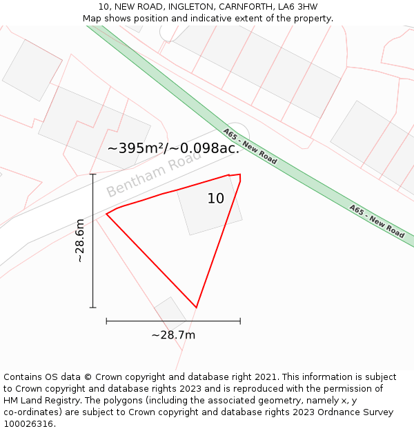 10, NEW ROAD, INGLETON, CARNFORTH, LA6 3HW: Plot and title map