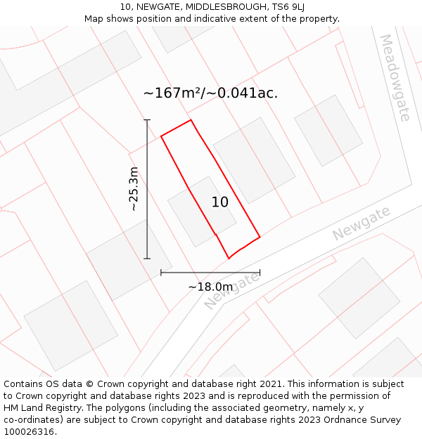 10, NEWGATE, MIDDLESBROUGH, TS6 9LJ: Plot and title map