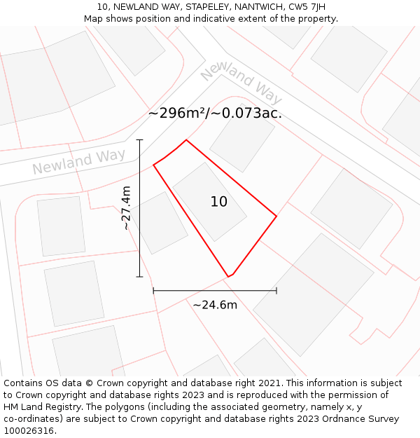 10, NEWLAND WAY, STAPELEY, NANTWICH, CW5 7JH: Plot and title map