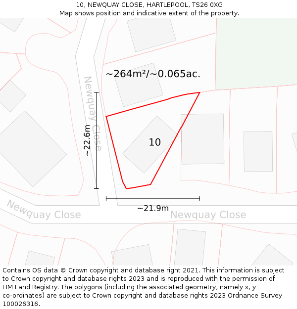 10, NEWQUAY CLOSE, HARTLEPOOL, TS26 0XG: Plot and title map