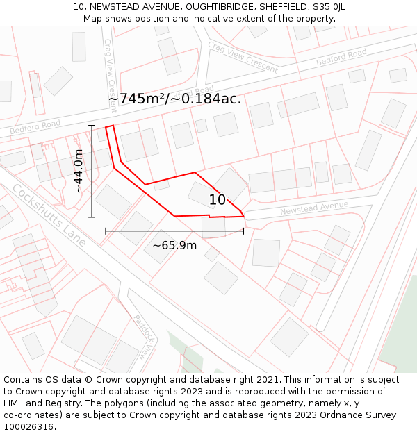 10, NEWSTEAD AVENUE, OUGHTIBRIDGE, SHEFFIELD, S35 0JL: Plot and title map
