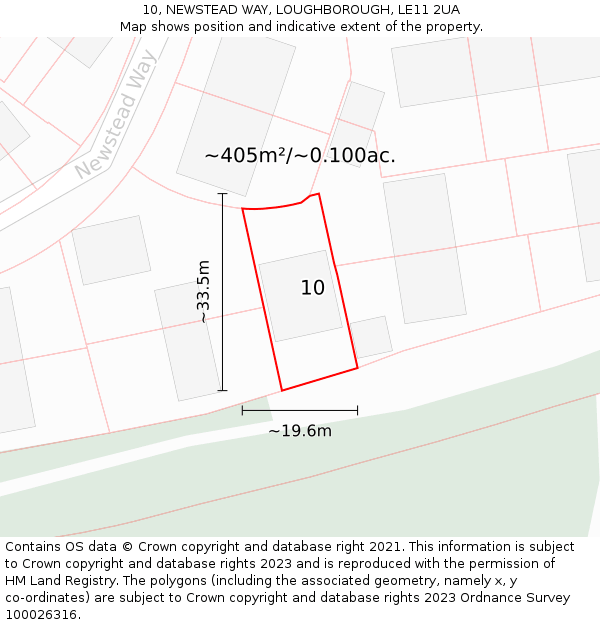 10, NEWSTEAD WAY, LOUGHBOROUGH, LE11 2UA: Plot and title map