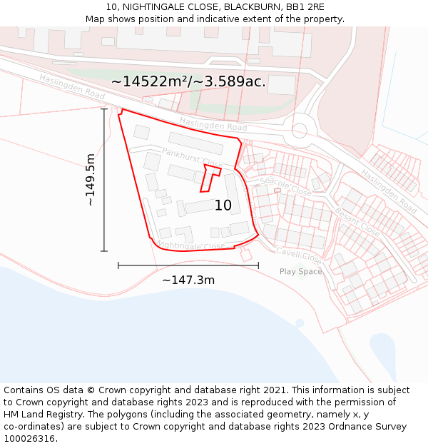 10, NIGHTINGALE CLOSE, BLACKBURN, BB1 2RE: Plot and title map