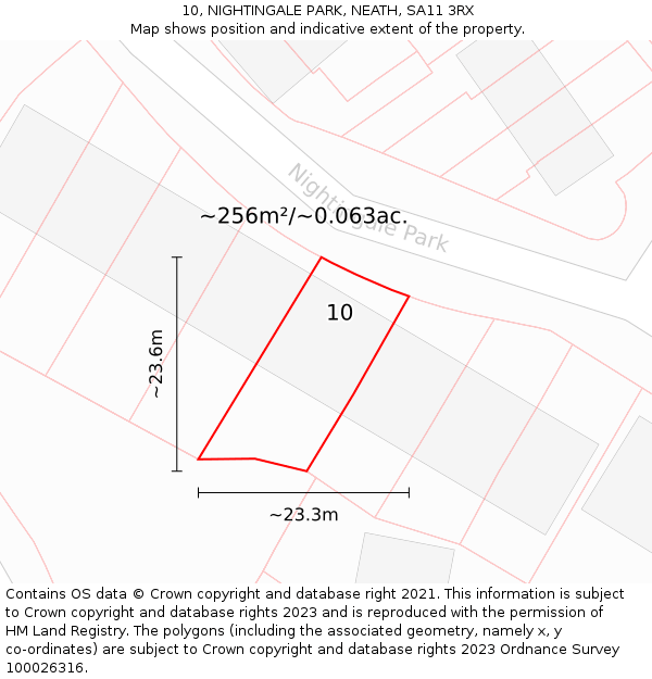 10, NIGHTINGALE PARK, NEATH, SA11 3RX: Plot and title map