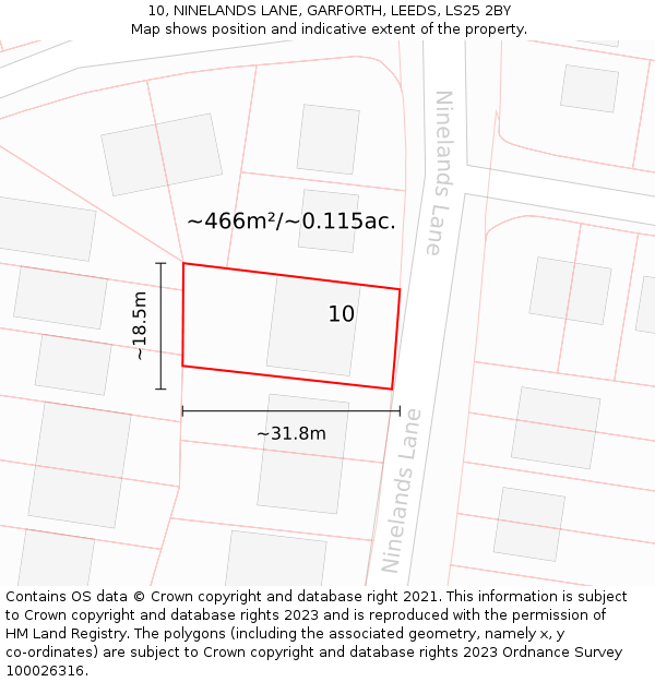 10, NINELANDS LANE, GARFORTH, LEEDS, LS25 2BY: Plot and title map