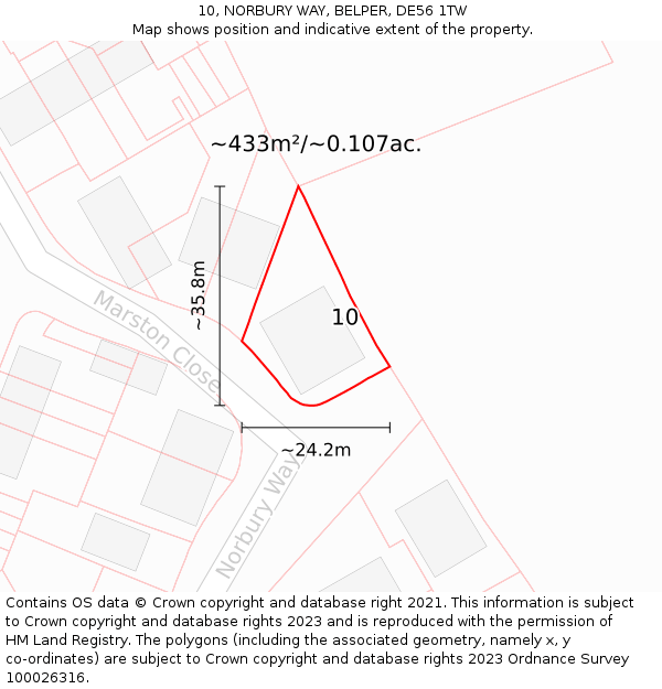 10, NORBURY WAY, BELPER, DE56 1TW: Plot and title map