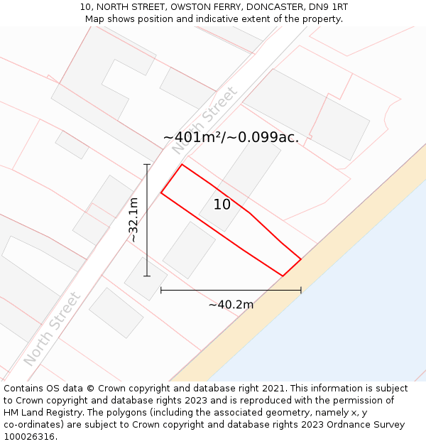 10, NORTH STREET, OWSTON FERRY, DONCASTER, DN9 1RT: Plot and title map