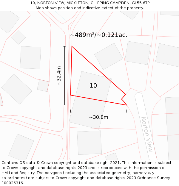 10, NORTON VIEW, MICKLETON, CHIPPING CAMPDEN, GL55 6TP: Plot and title map