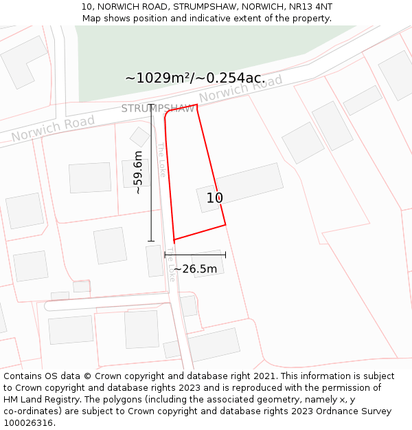 10, NORWICH ROAD, STRUMPSHAW, NORWICH, NR13 4NT: Plot and title map