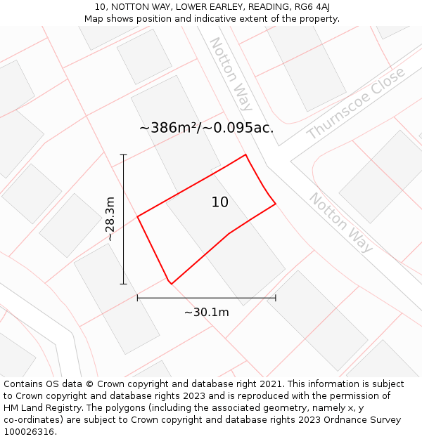 10, NOTTON WAY, LOWER EARLEY, READING, RG6 4AJ: Plot and title map