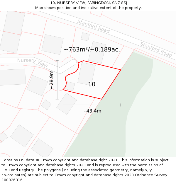 10, NURSERY VIEW, FARINGDON, SN7 8SJ: Plot and title map
