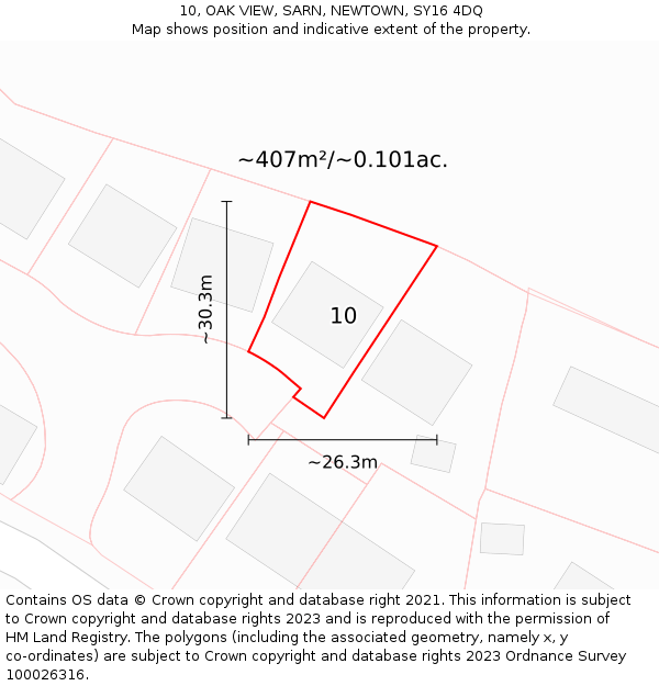 10, OAK VIEW, SARN, NEWTOWN, SY16 4DQ: Plot and title map