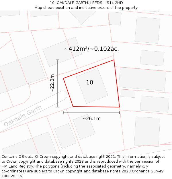 10, OAKDALE GARTH, LEEDS, LS14 2HD: Plot and title map