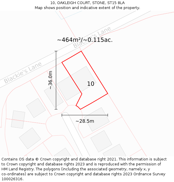 10, OAKLEIGH COURT, STONE, ST15 8LA: Plot and title map