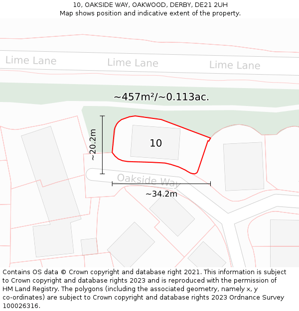 10, OAKSIDE WAY, OAKWOOD, DERBY, DE21 2UH: Plot and title map