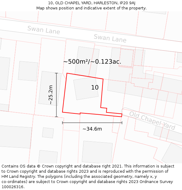 10, OLD CHAPEL YARD, HARLESTON, IP20 9AJ: Plot and title map