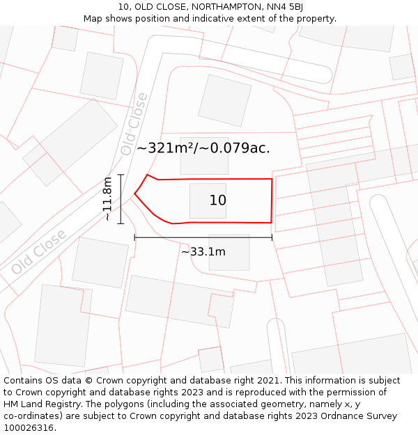 10, OLD CLOSE, NORTHAMPTON, NN4 5BJ: Plot and title map