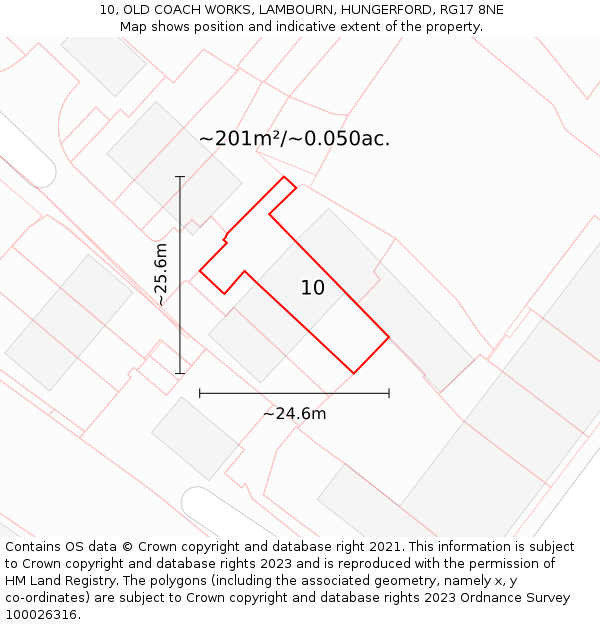 10, OLD COACH WORKS, LAMBOURN, HUNGERFORD, RG17 8NE: Plot and title map