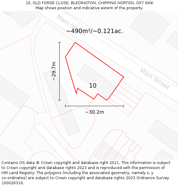 10, OLD FORGE CLOSE, BLEDINGTON, CHIPPING NORTON, OX7 6XW: Plot and title map