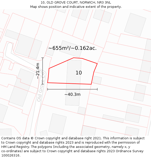 10, OLD GROVE COURT, NORWICH, NR3 3NL: Plot and title map