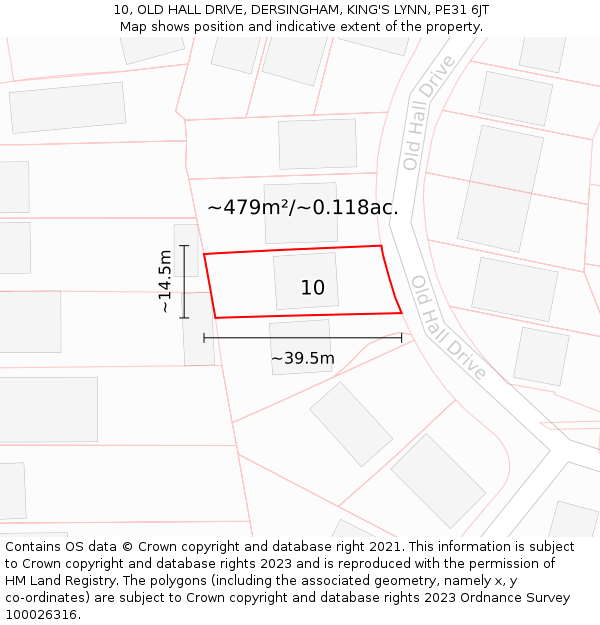 10, OLD HALL DRIVE, DERSINGHAM, KING'S LYNN, PE31 6JT: Plot and title map