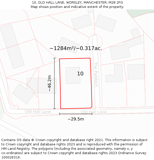 10, OLD HALL LANE, WORSLEY, MANCHESTER, M28 2FG: Plot and title map