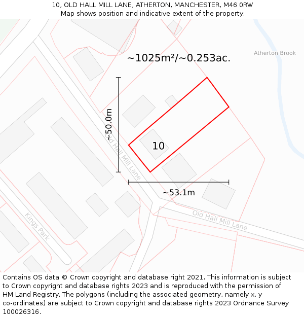 10, OLD HALL MILL LANE, ATHERTON, MANCHESTER, M46 0RW: Plot and title map