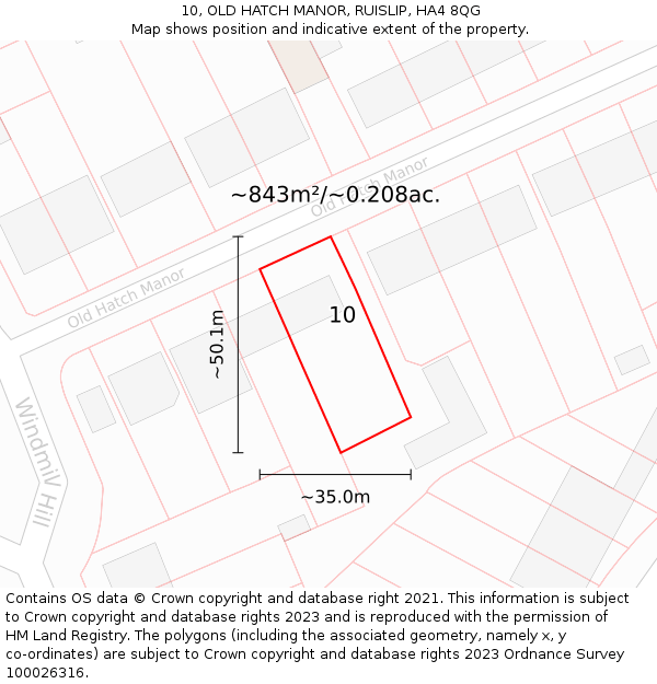 10, OLD HATCH MANOR, RUISLIP, HA4 8QG: Plot and title map