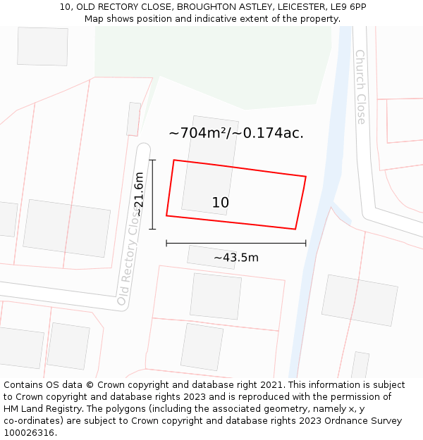 10, OLD RECTORY CLOSE, BROUGHTON ASTLEY, LEICESTER, LE9 6PP: Plot and title map