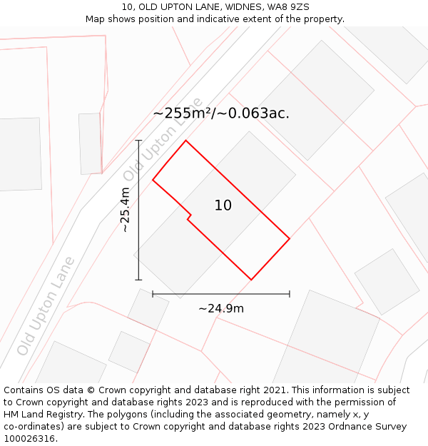 10, OLD UPTON LANE, WIDNES, WA8 9ZS: Plot and title map